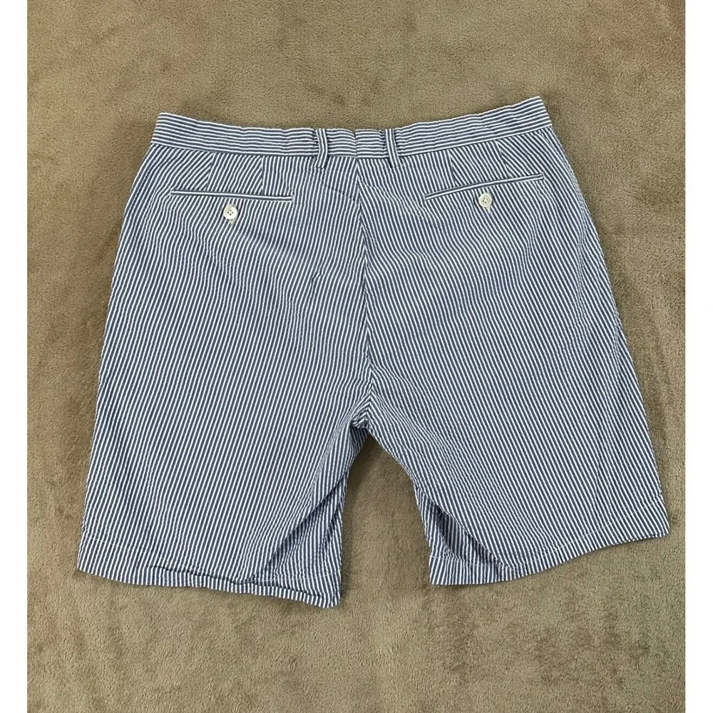 Polo Ralph Lauren Suffield Fit Seersucker Shorts Mens 35 Blue Striped Cotton EUC